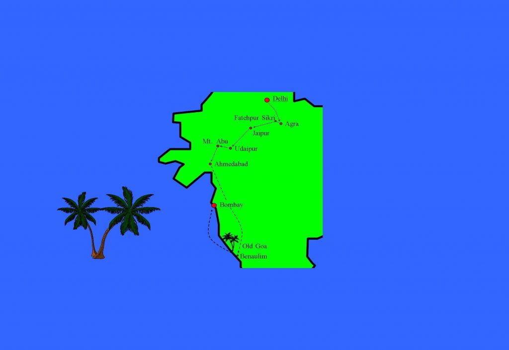 Reiseroute Indien 1996